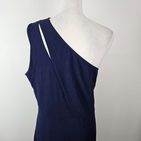 Pretty Garden Womens One Shoulder Ruched Bodycon Dress Navy Large Party Cocktail - Picture 7 of 13